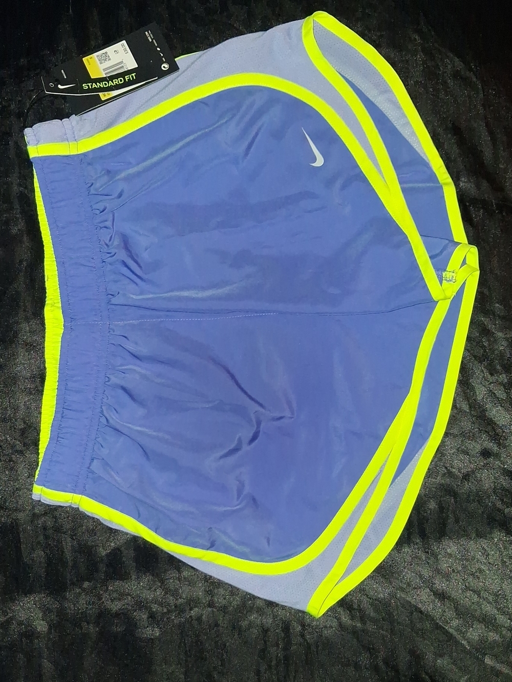 Nike Women’s Violet Athletic Shorts with Neon Yellow Trim